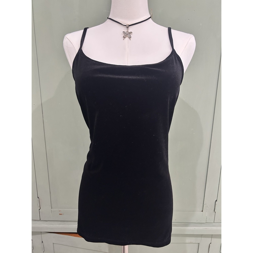 Loft Y2K Velvet Whimsigoth Tank Cami‎ Size L Black Fairy Grunge Goth Witchy Emo